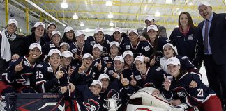 RMU womens hockey v Merceyhurst in CHA Finals. Photo by Jason Cohn (JASON COHN/RMU ASSIGNED)