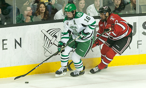 Brock Boeser (North Dakota-16) Viktor Liljegren (RPI-12)16 October 15 RPI and University of North Dakota meet in a non conference contest at the Ralph Engelstad Arena in Grand Forks, ND (Bradley K. Olson)