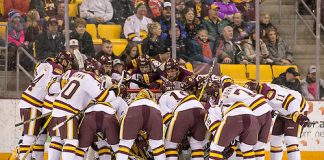 7 Jan 17: The University of Minnesota Duluth Bulldogs host the Colorado College Tigers in an NCHC match up at Amsoil Arena in Duluth, MN. (Jim Rosvold)