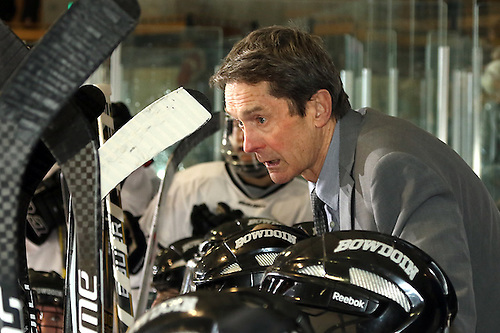 Terry Meagher's final regular-season home game at Sid Watson Arena was a gem as Bowdoin downed Trinity 2-1 last Saturday night. (Brian Beard/Creative Images Photography)