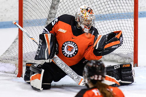 Steph Neatby (Princeton - 35) made 29 saves for the shutout, as Princeton forced a third and final game in their first round playoff series against Quinnipiac. (Shelley M. Szwast)
