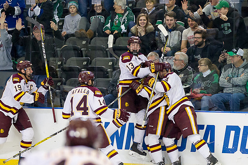 25 Mar 17:  The University of Minnesota Duluth Bulldogs play against the Boston University Terriers in the 2017 NCAA West Regional Final at Scheels Arena in Fargo, ND. (Jim Rosvold)