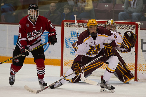 27 Nov 15: Patrick Russell (St. Cloud - 63), Ryan Collins (Minnesota - 6). The University of Minnesota Golden Gophers host the St. Cloud State University Huskies in an non-conference  matchup at Mariucci Arena in Minneapolis, MN. (Jim Rosvold)