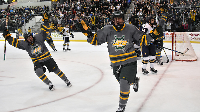 Josh Zizek of Oswego celebrates a goal (Oswego Athletics)