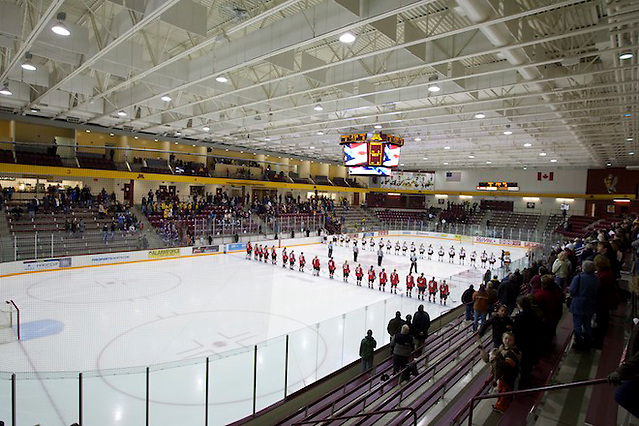 10 Dec 11: Ridder Arena during the National Anthem. The University of Minnesota Golden Gophers host the Ohio State Buckeyes in a WCHA (Women's) match up at Ridder Arena in Minneapolis, MN. (Jim Rosvold)