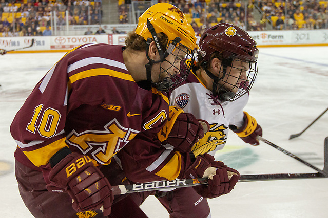 6 Oct 18: Brent Gates Jr. (Minnesota - 10). The University of Minnesota Golden Gophers play against the University of Minnesota Duluth Bulldogs in a non-conference matchup at AMSOIL Arena in Duluth, MN. (Jim Rosvold/University of Minnesota)