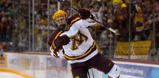 7 Oct 18: The University of Minnesota Golden Gophers host the University of Minnesota Duluth Bulldogs in a non-conference matchup at 3M Arena at Mariucci in Minneapolis, MN. (Jim Rosvold/University of Minnesota)