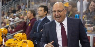 6 Oct 18: Bob Motzko (Minnesota - Head Coach). The University of Minnesota Golden Gophers play against the University of Minnesota Duluth Bulldogs in a non-conference matchup at AMSOIL Arena in Duluth, MN. (Jim Rosvold/University of Minnesota)