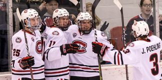 2019 January 18 St. Cloud State University hosts Western Michigan in a NCHC contest at the Herb Brooks National Hockey Center (Bradley K. Olson)