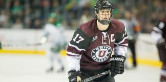 Cole Maier (Union-17) 2017 Nov. 17 University of North Dakota and Union College in a non conference matchup at the Ralph Engelstad Arena in Grand Forks, ND (Bradley K. Olson)