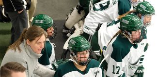 Melissa Lomanto behind the bench with the Morrisville Mustangs (Morrisville Athletics)