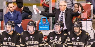 Andy Murray WMU Head Coach 2019 January 18 St. Cloud State University hosts Western Michigan in a NCHC contest at the Herb Brooks National Hockey Center (Bradley K. Olson)
