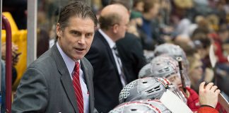 16 Feb 18: Steve Rohlik (Ohio State - Head Coach). The University of Minnesota Golden Gophers host the Ohio State University Buckeyes in a B1G matchup at Mariucci Arena in Minneapolis, MN (Jim Rosvold/USCHO.com)