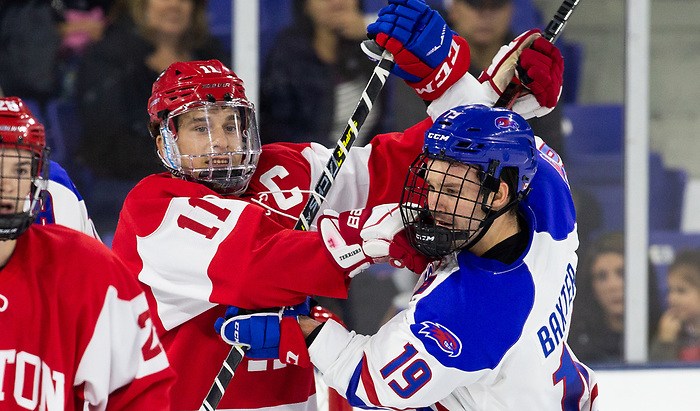 LOWELL, MA - OCTOBER 25: The UMass-Lowell River Hawks play host to the Boston University Terriers during NCAA men's hockey at the Tsongas Center on October 24, 2019 in Lowell, Massachusetts. (Photo by Rich Gagnon) (Rich Gagnon)