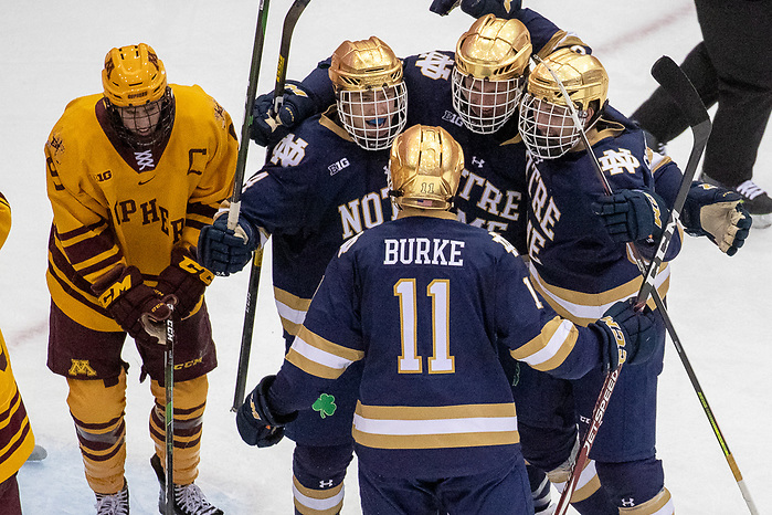 02 Nov 19: The University of Minnesota Golden Gopher host the University of Notre Dame Fighting Irish in a B1G matchup at 3M Arena at Mariucci in Minneapolis, MN. (Jim Rosvold)
