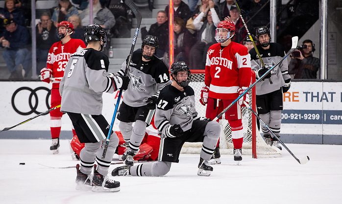 PROVIDENCE, RI - NOVEMBER 9: Boston University visits Providence College during NCAA men's hockey at the Schneider Arena on November 9, 2019 in Providence, Rhode Island. (Photo by Rich Gagnon) (Rich Gagnon/Providence College Athletics)