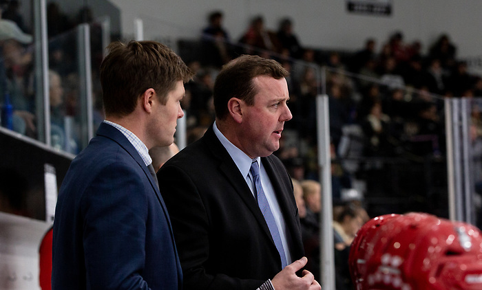 PROVIDENCE, RI - NOVEMBER 9: Coach Albie O'Connell of the Boston University Terriers. Boston University visits Providence College during NCAA men's hockey at the Schneider Arena on November 9, 2019 in Providence, Rhode Island. (Photo by Rich Gagnon) (Rich Gagnon/Providence College Athletics)