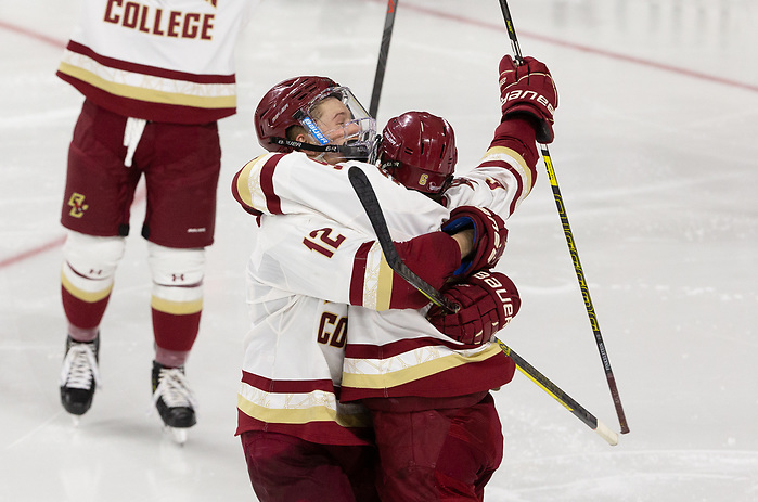 CHESTNUT HILL, MA - FEBRUARY 7: Ben Finkelstein #6 of the Boston College Eagles. NCAA men's hockey between the UMass Lowell River Hawks and the Boston College Eagles at Kelley Rink on February 7, 2020 in Chestnut Hill, Massachusetts. (Photo by Rich Gagnon/UMass Lowell Athletics) (Rich Gagnon)