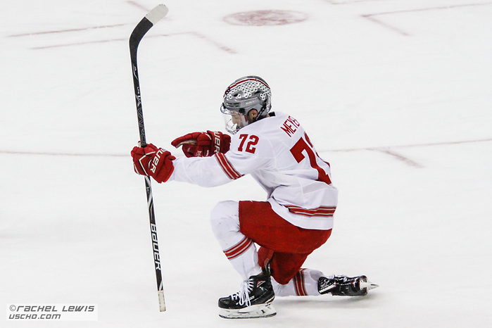 Carson Meyer (OSU - 72)  The Ohio State Buckeyes lose 4-3 to the University of Minnesota Golden Gophers Saturday, February 16, 2019 at Value City Arena in Columbus, OH.  (Rachel Lewis - USCHO) (Rachel Lewis/©Rachel Lewis)