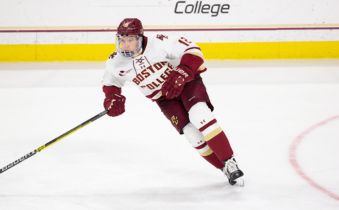 CHESTNUT HILL, MA - NOVEMBER 26: Matt Boldy #12 of the Boston College Eagles skates against the Yale Bulldogs during NCAA men's hockey at Kelley Rink on November 26, 2019 in Chestnut Hill, Massachusetts. The Eagles won 6-2. (Photo by Rich Gagnon/USCHO) (Rich Gagnon)
