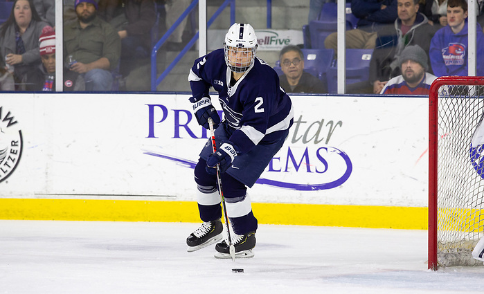 LOWELL, MA - NOVEMBER 30: Cole Hults #2 of the Penn State Nittany Lions skates against the Massachusetts Lowell River Hawks during NCAA men's hockey at the Tsongas Center on November 30, 2019 in Lowell, Massachusetts. The River Hawks won 3-2 in overtime. (Photo by Rich Gagnon/USCHO) (Rich Gagnon)