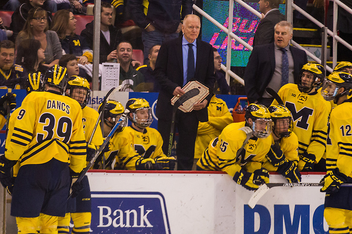 5Feb16: Red Berenson(UM-Coach)The Michigan Wolverines take on the Michigan States Spartans at the annual Duel in the D at the Joe Louis Arena. (Michael Dubicki)